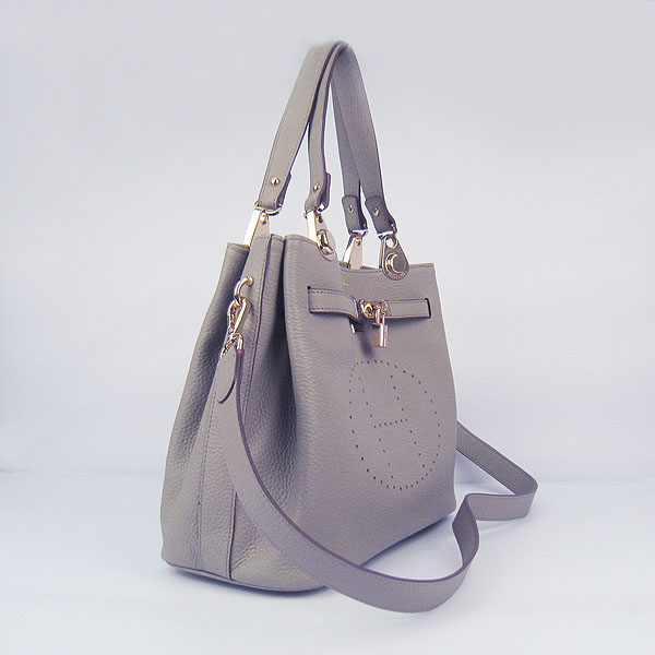 Best Hermes New Arrival Double-duty leather handbag Grey 60668